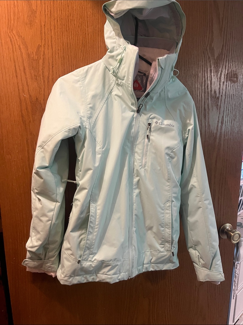 Columbia Women's Mint Green Waterproof Hooded Ski Jacket